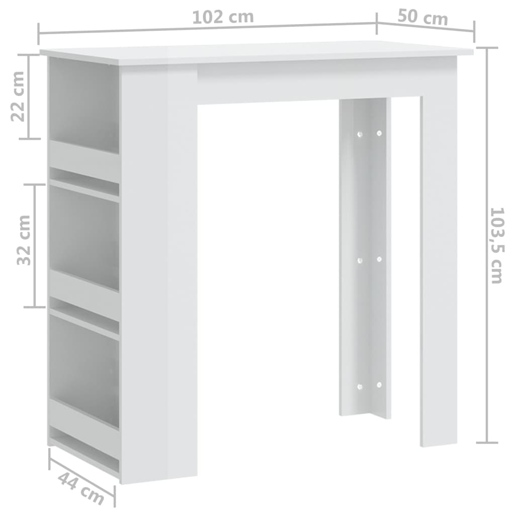 Bartafel met opbergrek 102x50x103,5 cm bewerkt hout eiken