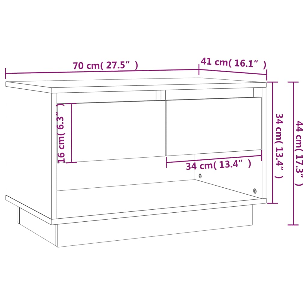 Tv-meubel 70x41x44 cm bewerkt hout