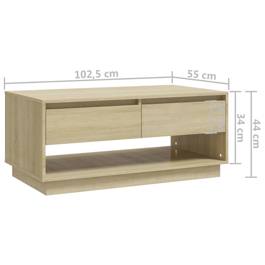 Salontafel 102,5x55x44 cm bewerkt hout eikenkleurig