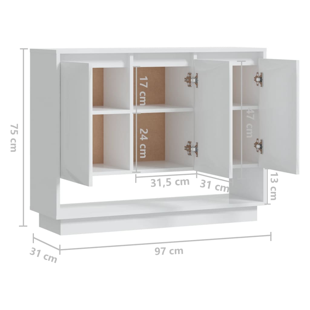 Dressoir 97x31x75 cm bewerkt hout eikenkleurig