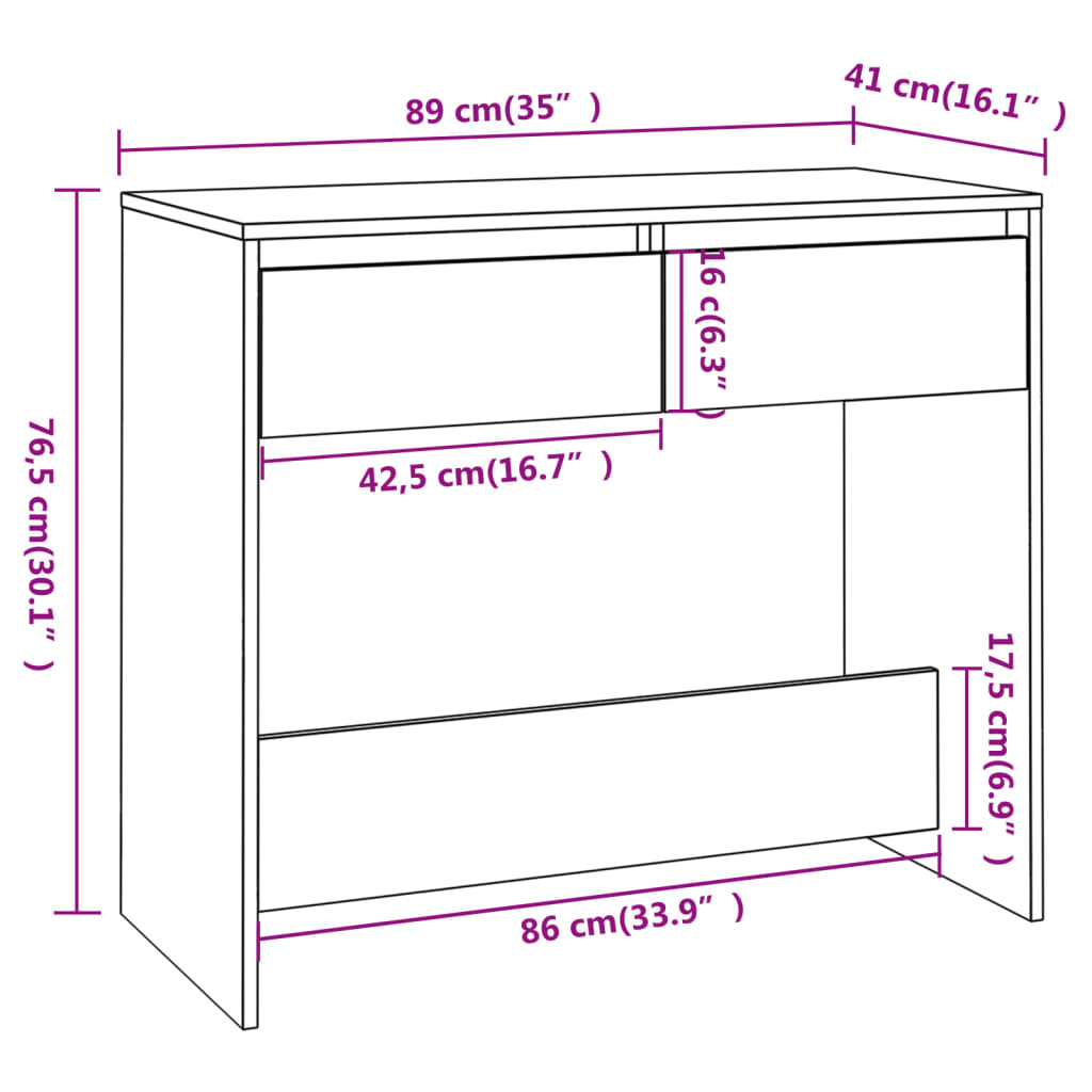 Table murale 89x41x76,5 cm en bois travaillé