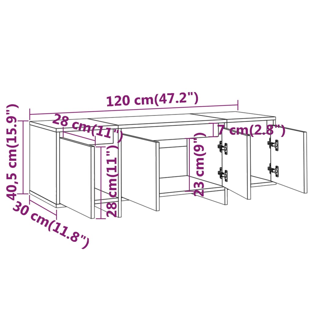 Tv-meubel 120x30x40,5 cm bewerkt hout eikenkleurig