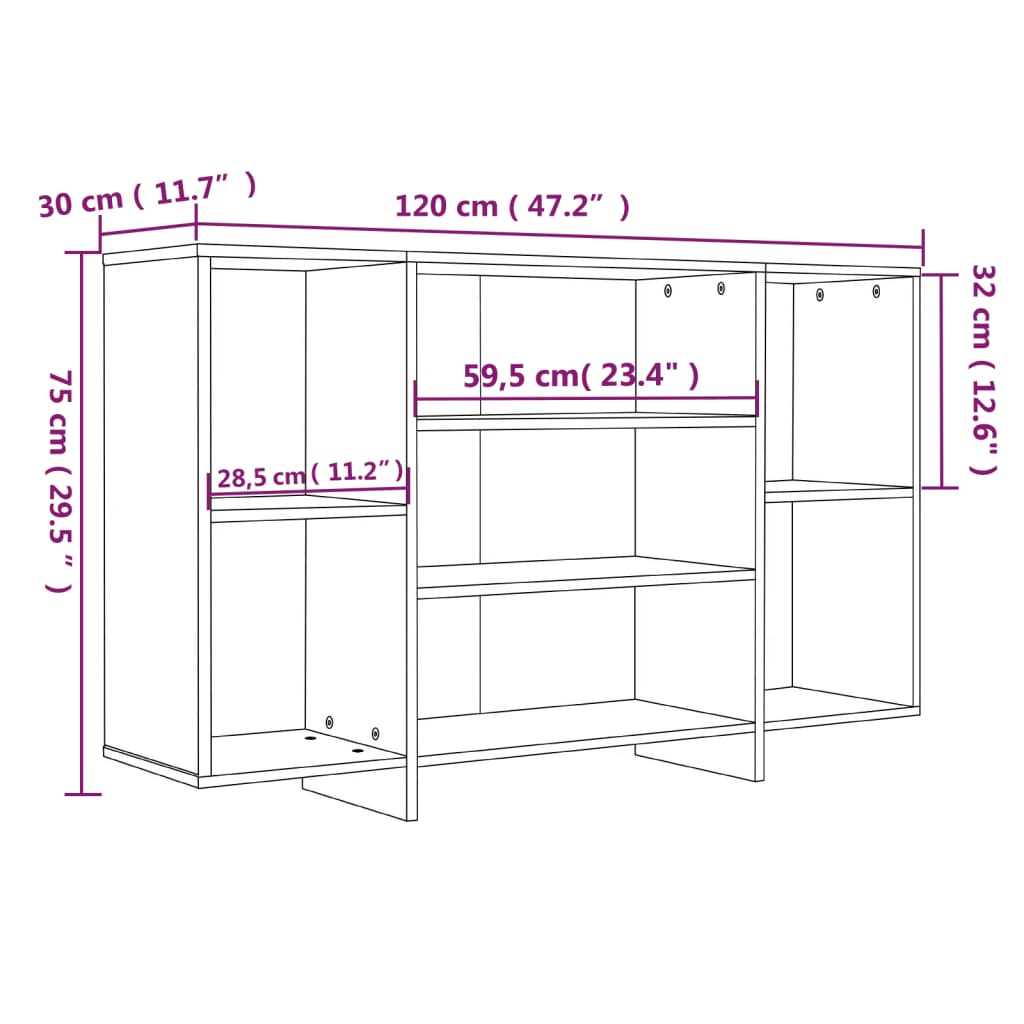 Dressoir 120x30x75 cm bewerkt hout