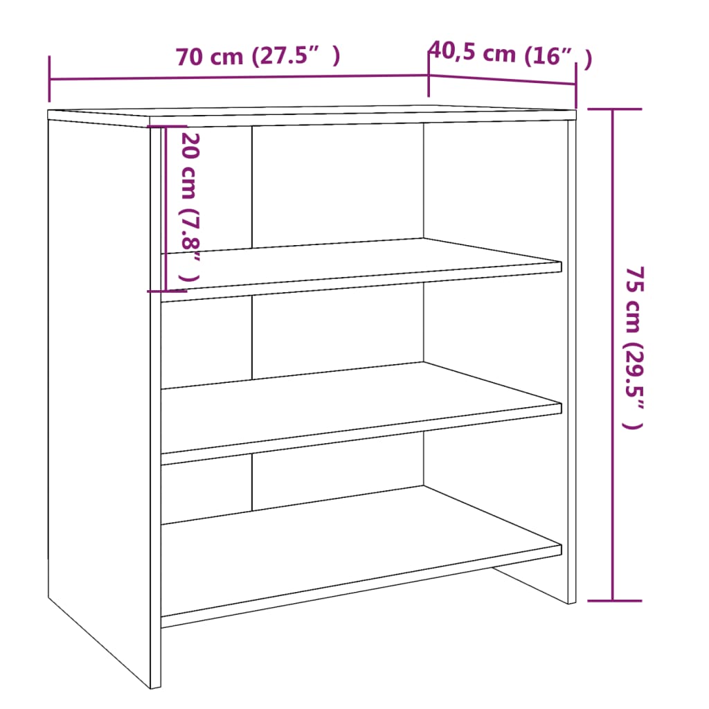 Dressoir 70x40,5x75 cm bewerkt hout