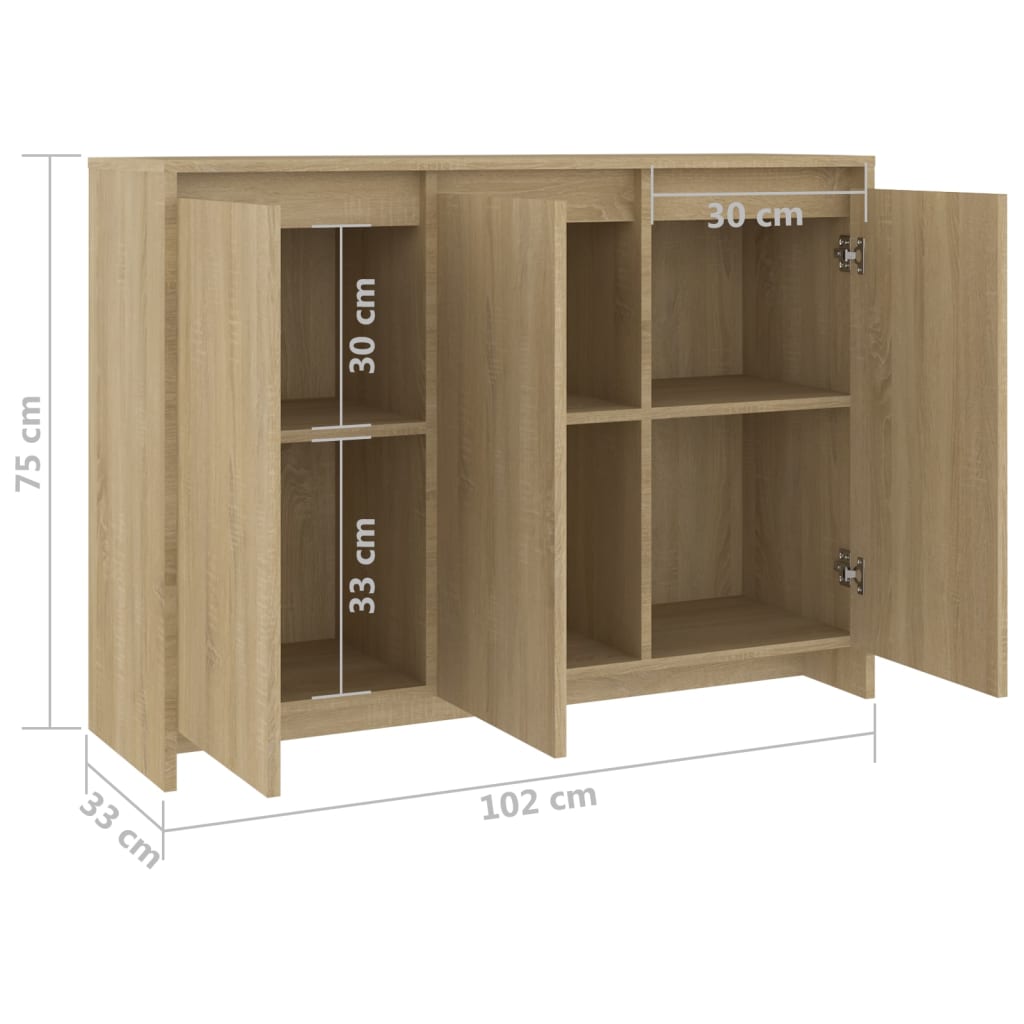 Dressoir 102x33x75 cm bewerkt hout