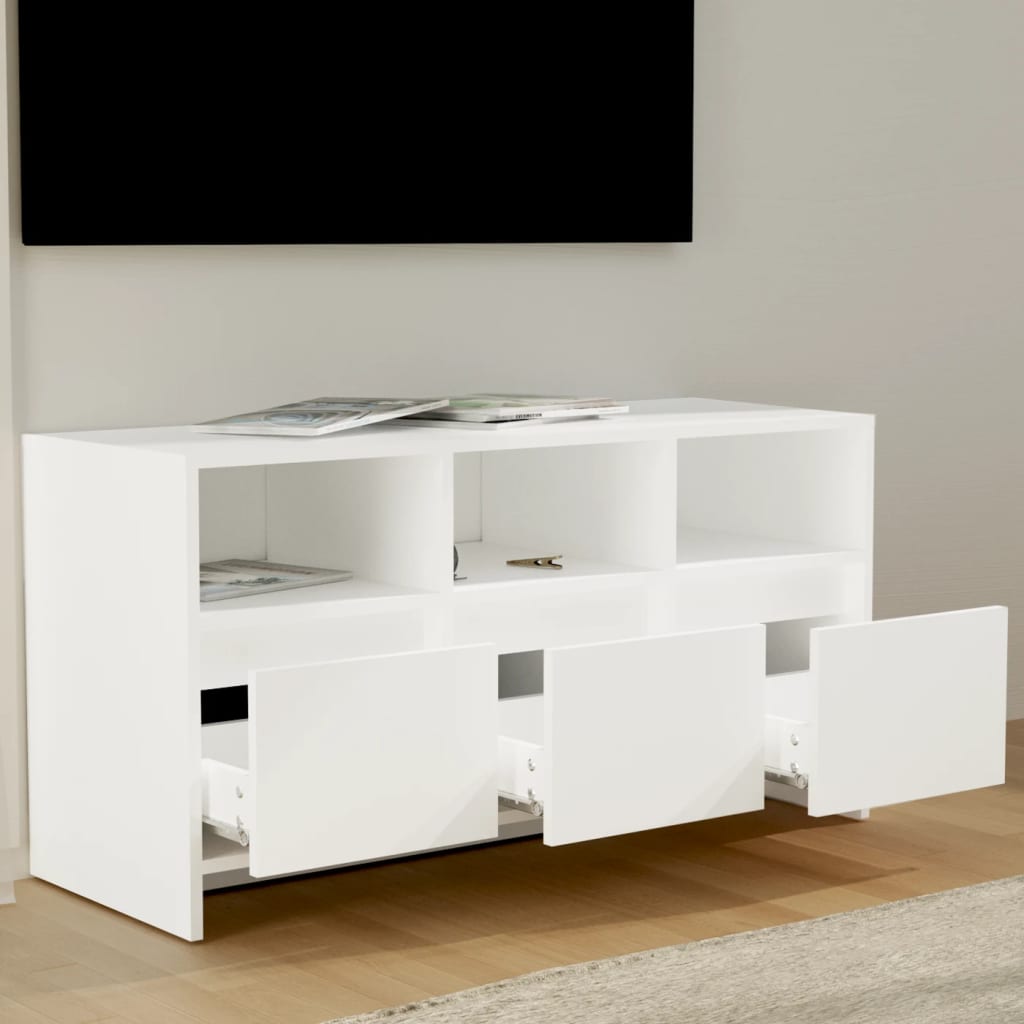 Meuble TV 102x37,5x52,5 cm ouvré en bois couleur chêne