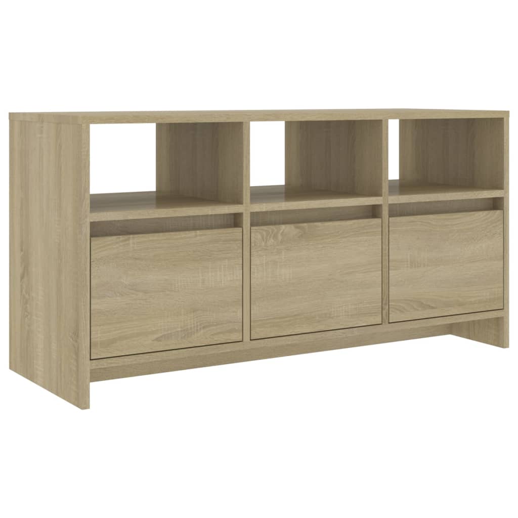 Meuble TV 102x37,5x52,5 cm ouvré en bois couleur chêne