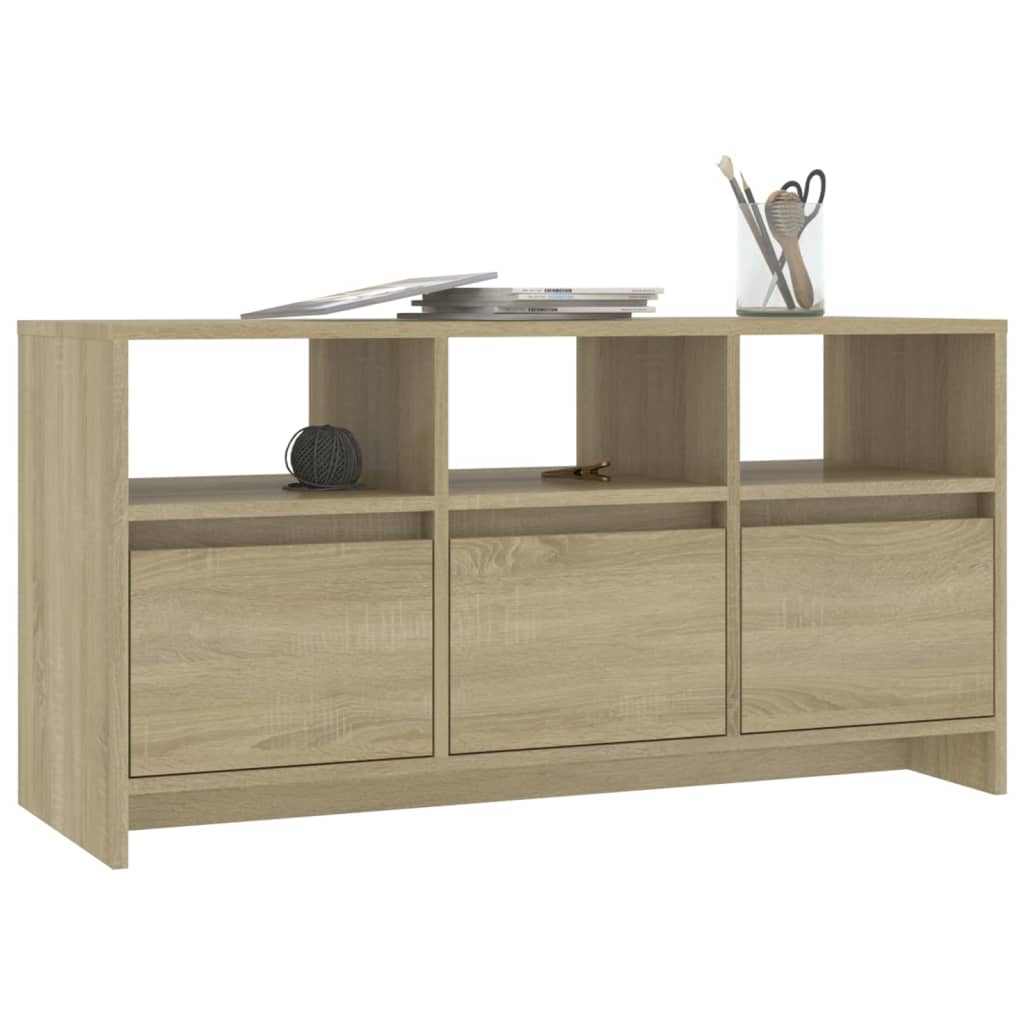 Meuble TV 102x37,5x52,5 cm ouvré en bois couleur chêne