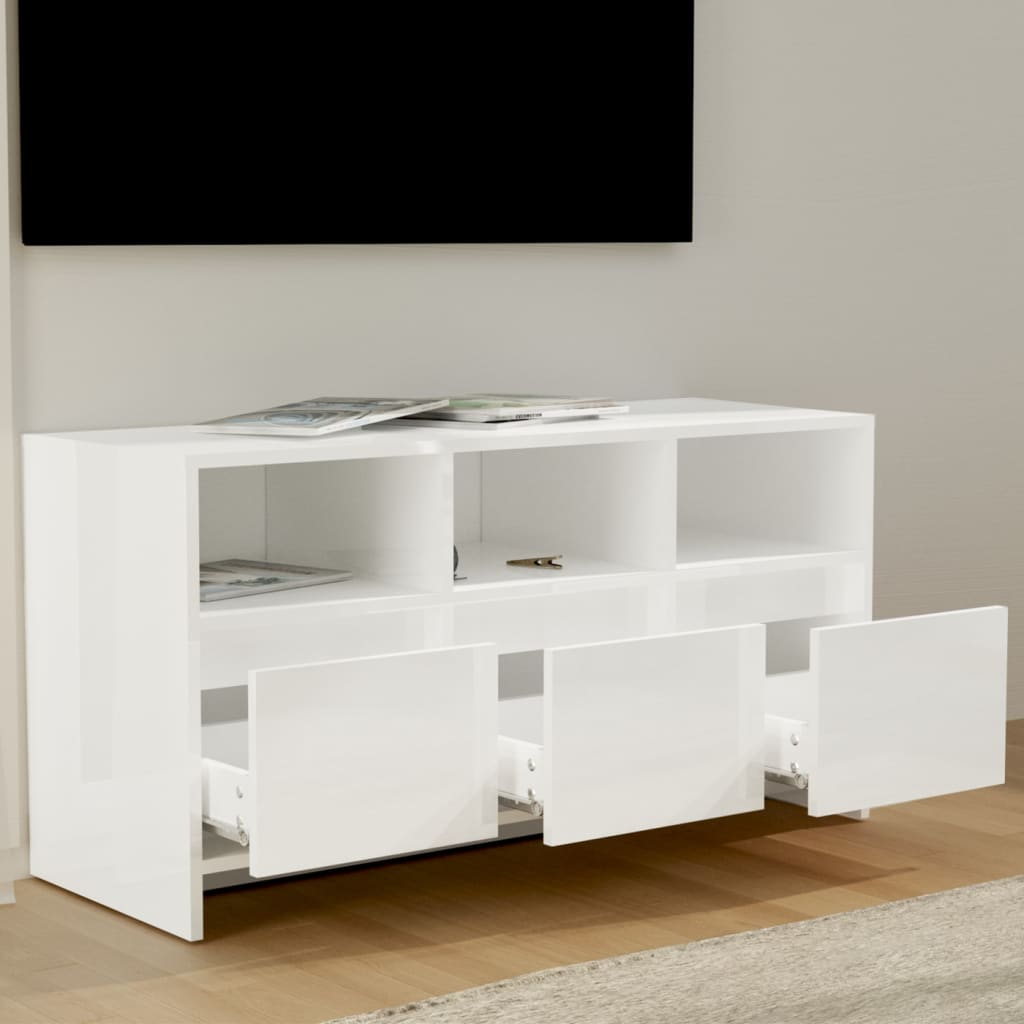 Meuble TV 102x37,5x52,5 cm ouvré en bois couleur chêne