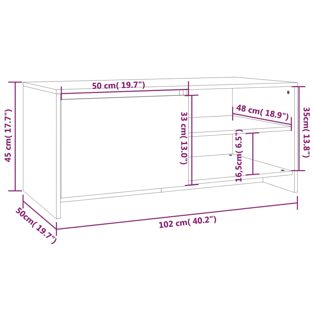 Salontafel 102x50x45 cm bewerkt hout eikenkleurig