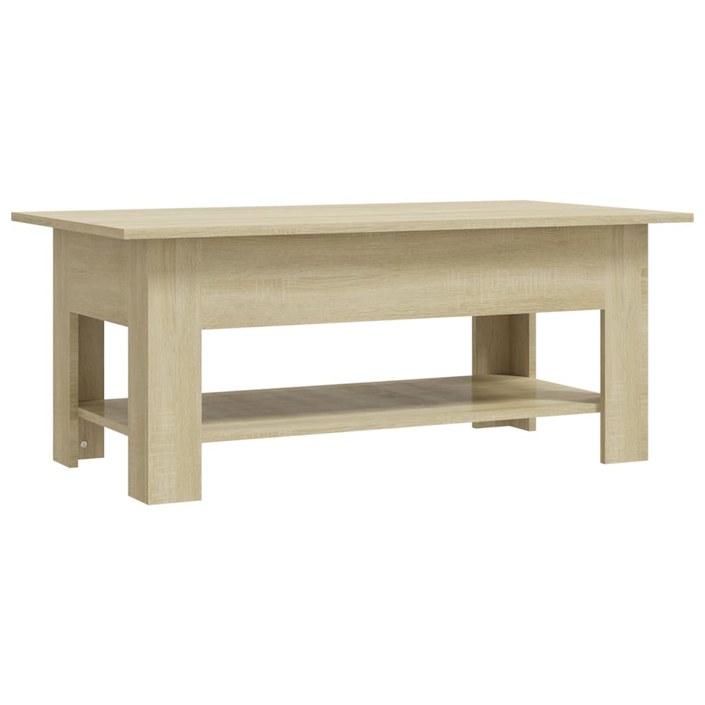 Salontafel 102x55x42 cm bewerkt hout artisanaal eikenkleur