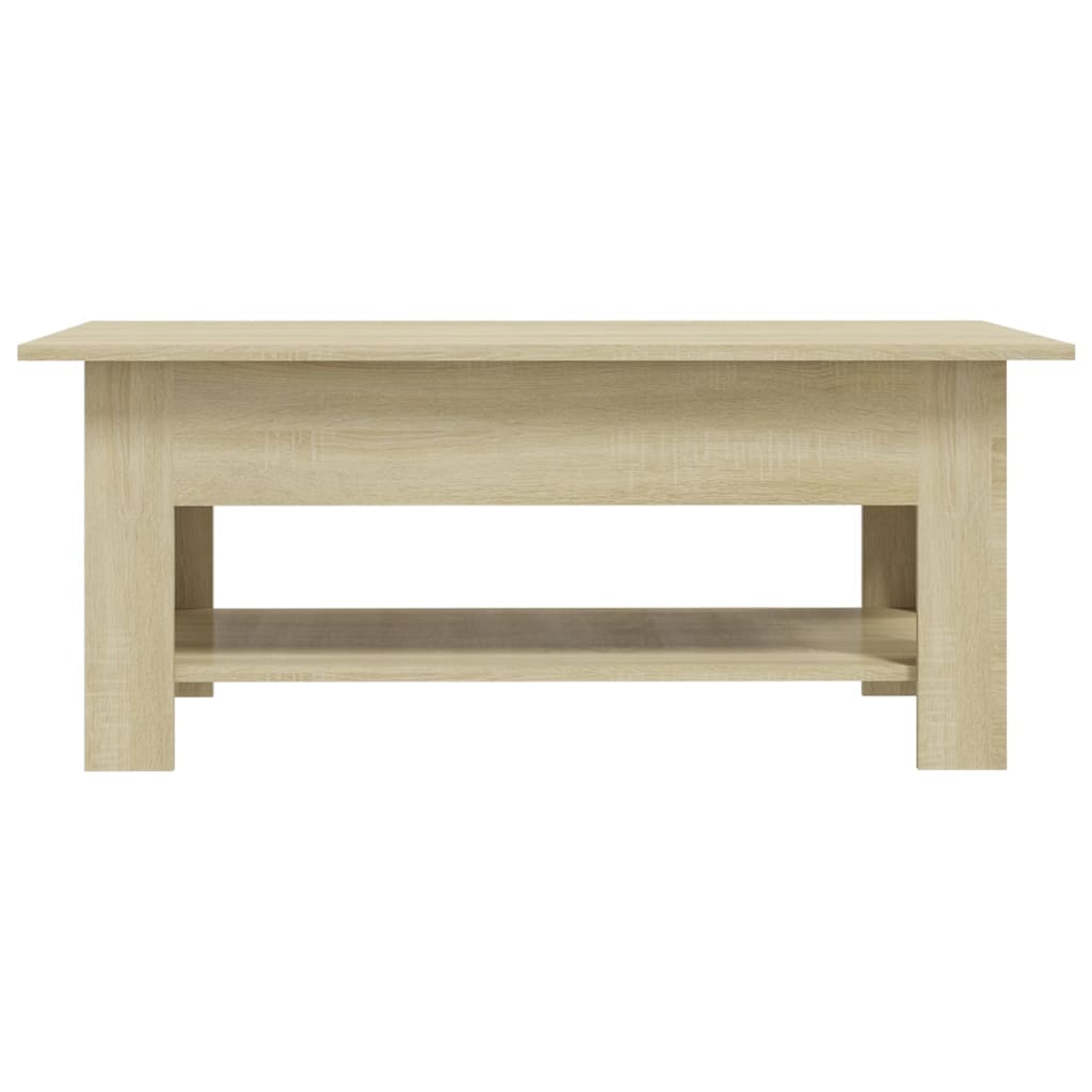 Salontafel 102x55x42 cm bewerkt hout artisanaal eikenkleur