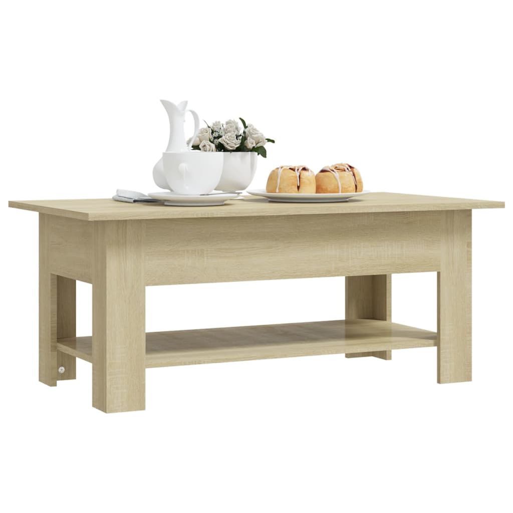 Salontafel 102x55x42 cm bewerkt hout artisanaal eikenkleur