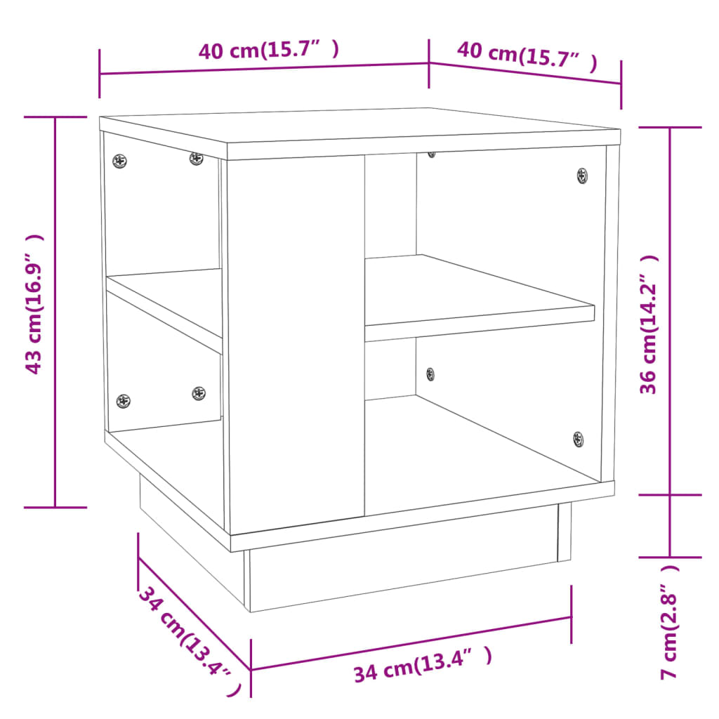 Salontafel 40x40x43 cm bewerkt hout