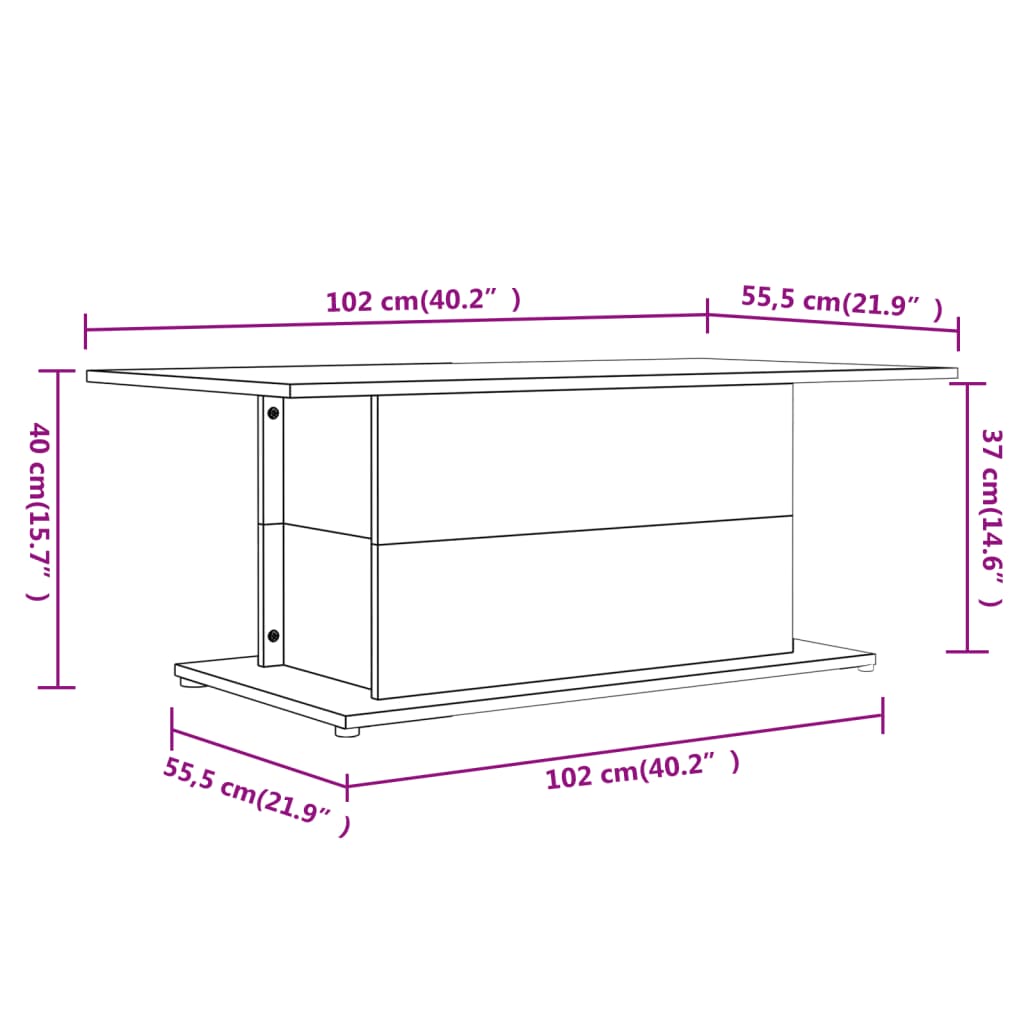 Salontafel 102x55,5x40 cm bewerkt hout witr