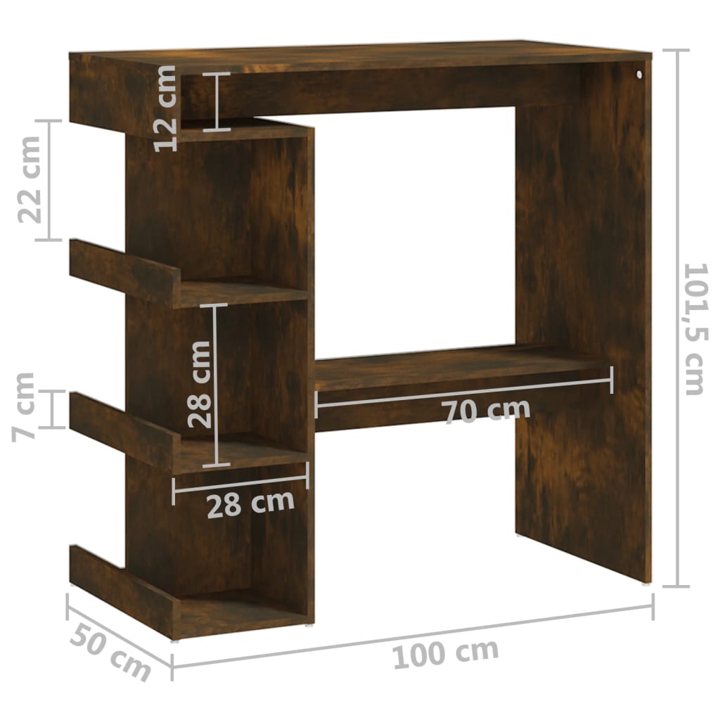 Bartafel met opbergrek 100x50x101,5 cm hout