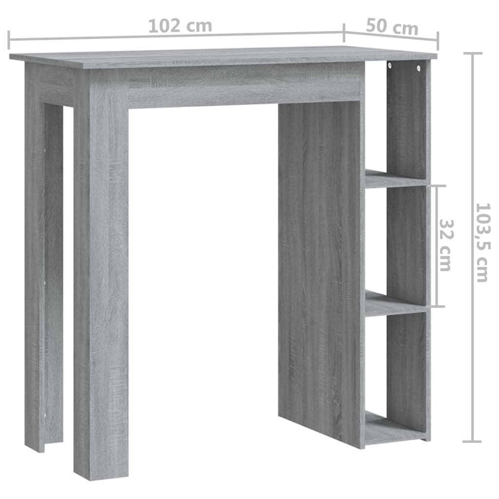 Bartafel met schap 102x50x103,5 cm bewerkt hout