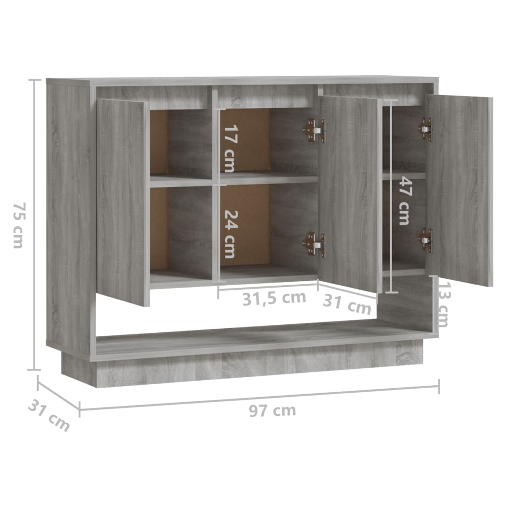 Dressoir 97x31x75 cm bewerkt hout eikenkleurig