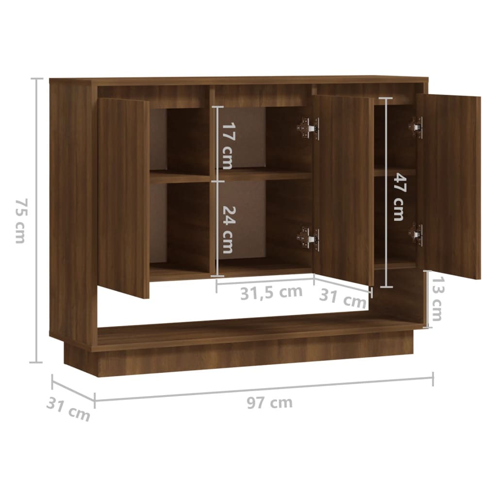 Dressoir 97x31x75 cm bewerkt hout eikenkleurig