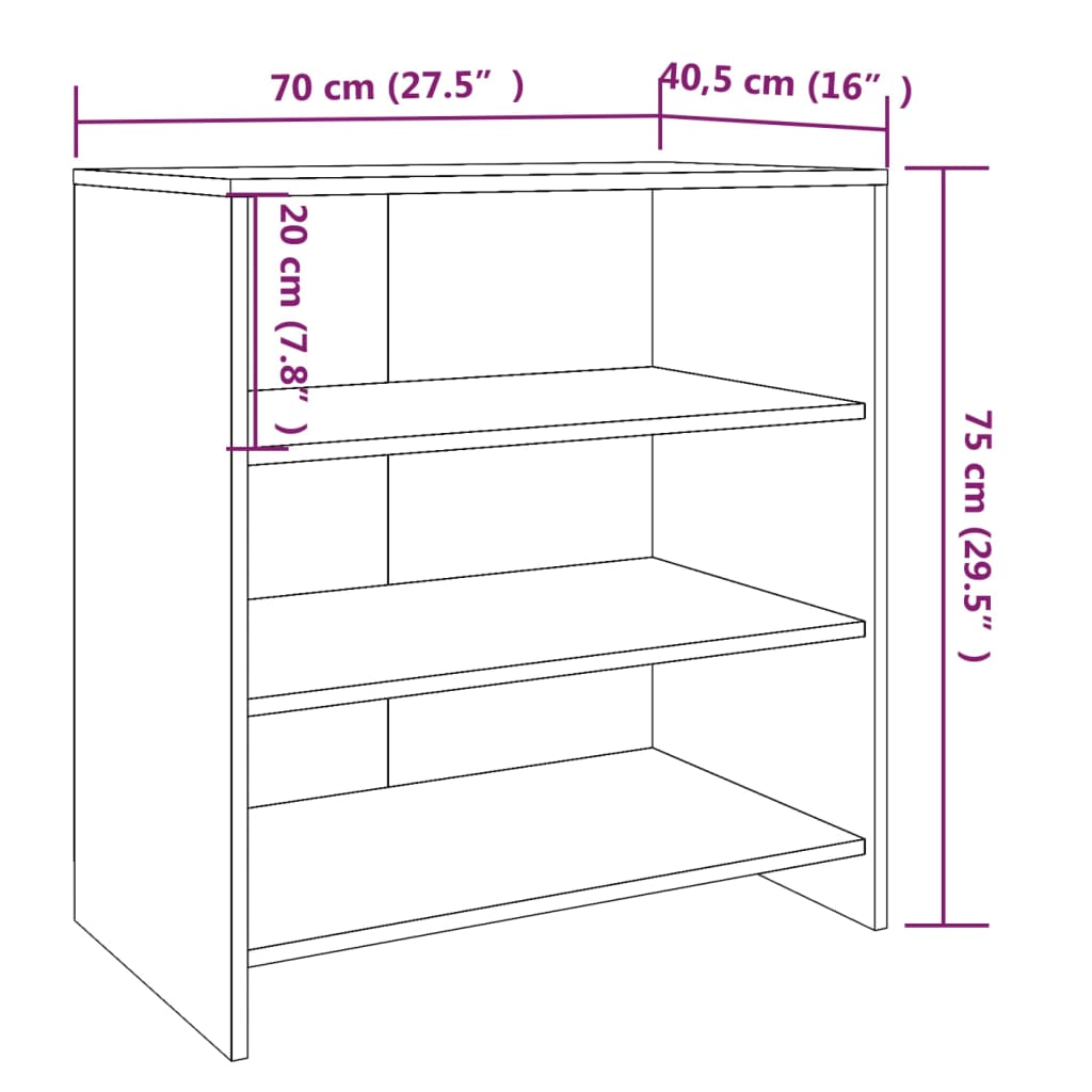 Dressoir 70x40,5x75 cm bewerkt hout eikenkleurig