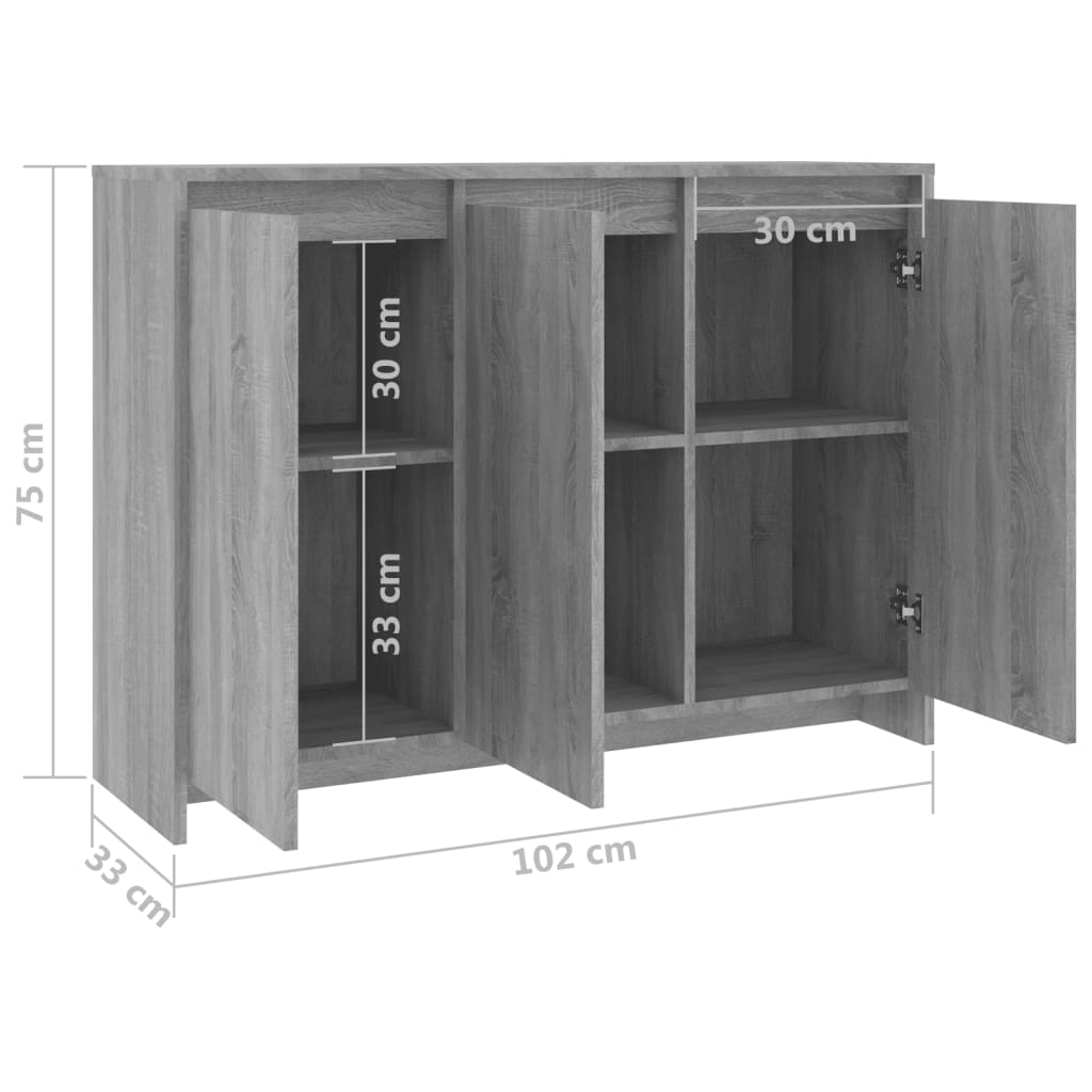 Dressoir 102x33x75 cm bewerkt hout