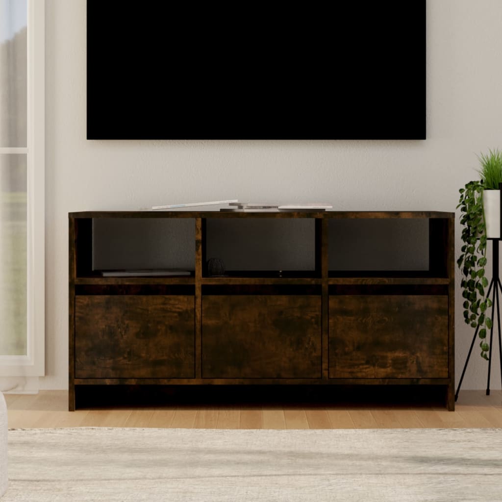 Meuble TV 102x37,5x52,5 cm ouvré en bois couleur chêne