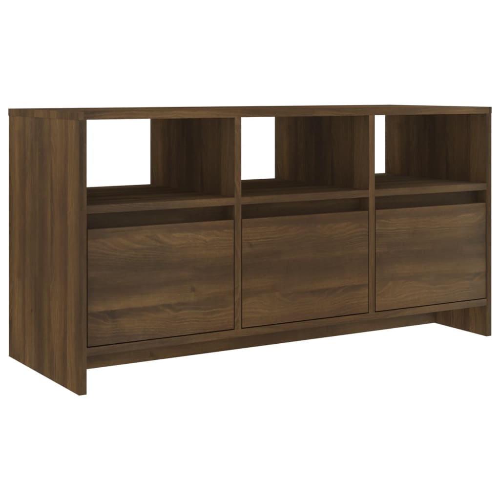 Meuble TV 102x37,5x52,5 cm ouvré en bois couleur chêne