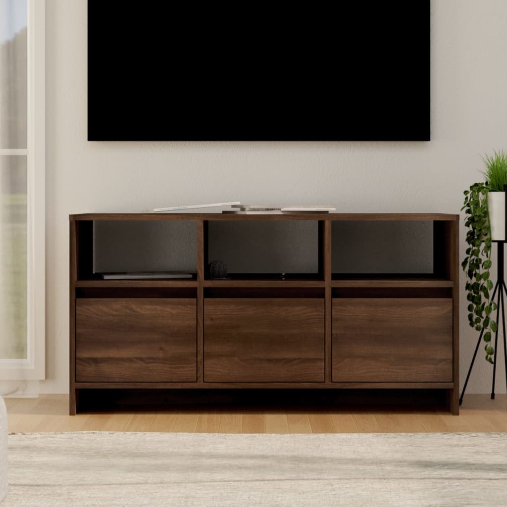 Meuble TV 102x37,5x52,5 cm ouvré en bois couleur chêne