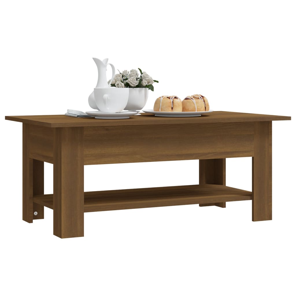 Salontafel 102x55x42 cm bewerkt hout artisanaal eikenkleur