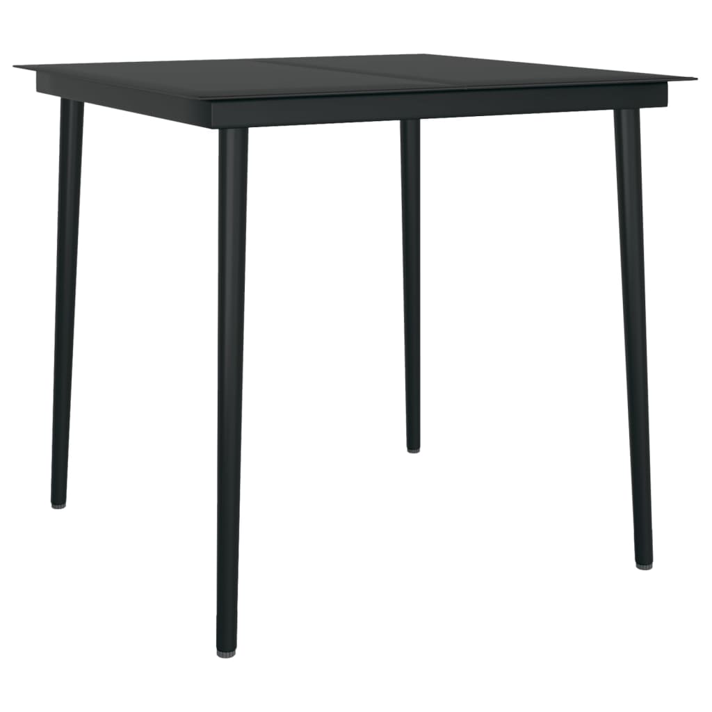 Table de jardin 200x100x74 cm acier et verre noir