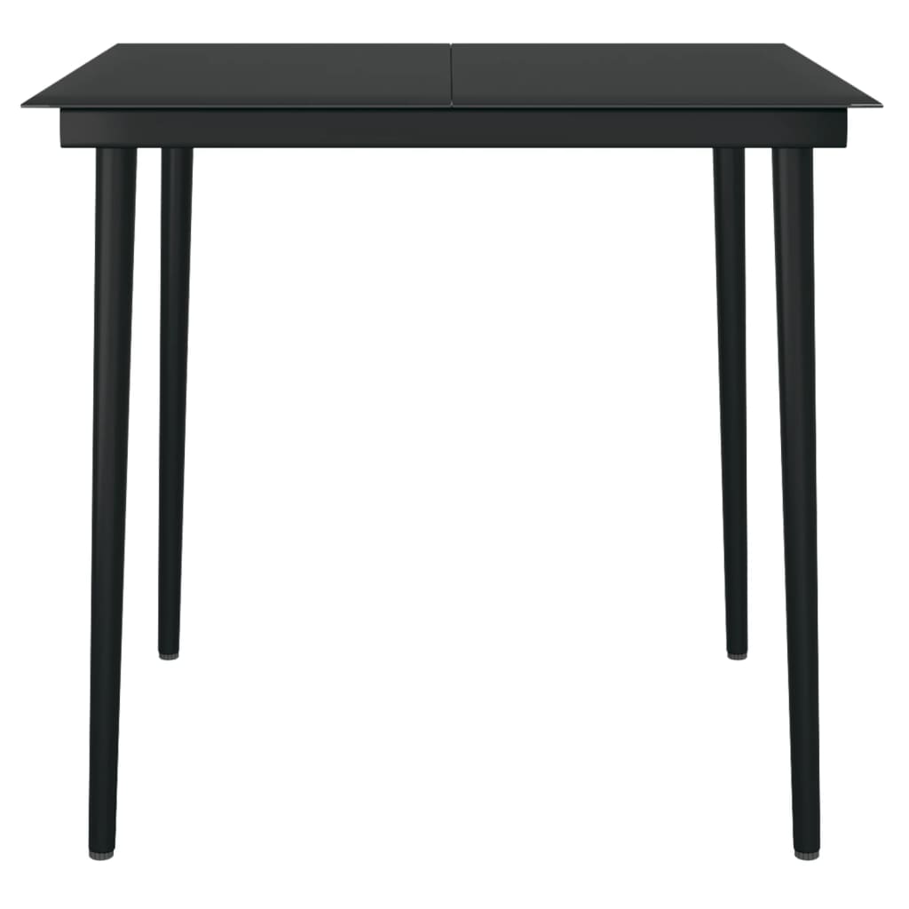 Table de jardin 200x100x74 cm acier et verre noir