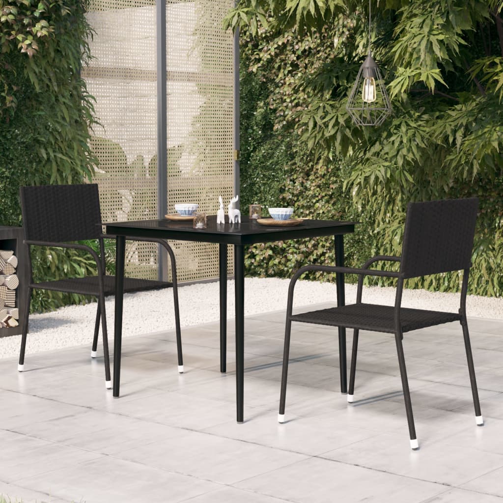 Table de jardin 200x100x74 cm acier et verre noir