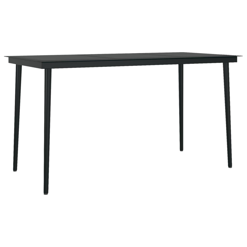 Table de jardin 200x100x74 cm acier et verre noir