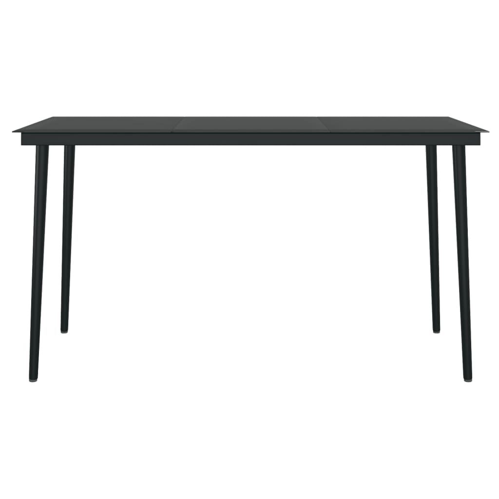 Table de jardin 200x100x74 cm acier et verre noir