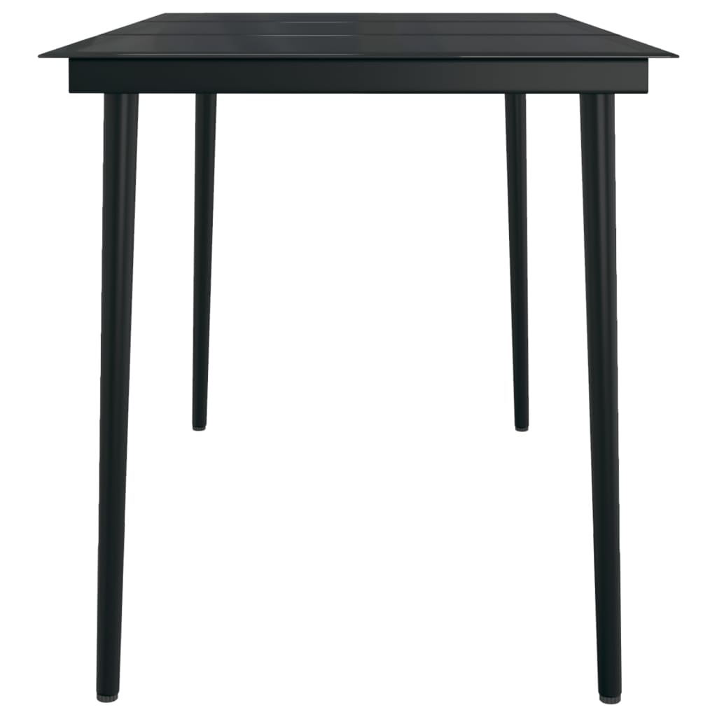 Table de jardin 200x100x74 cm acier et verre noir