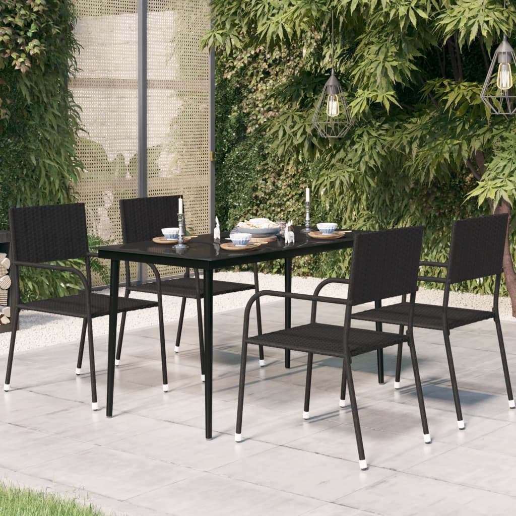 Table de jardin 200x100x74 cm acier et verre noir