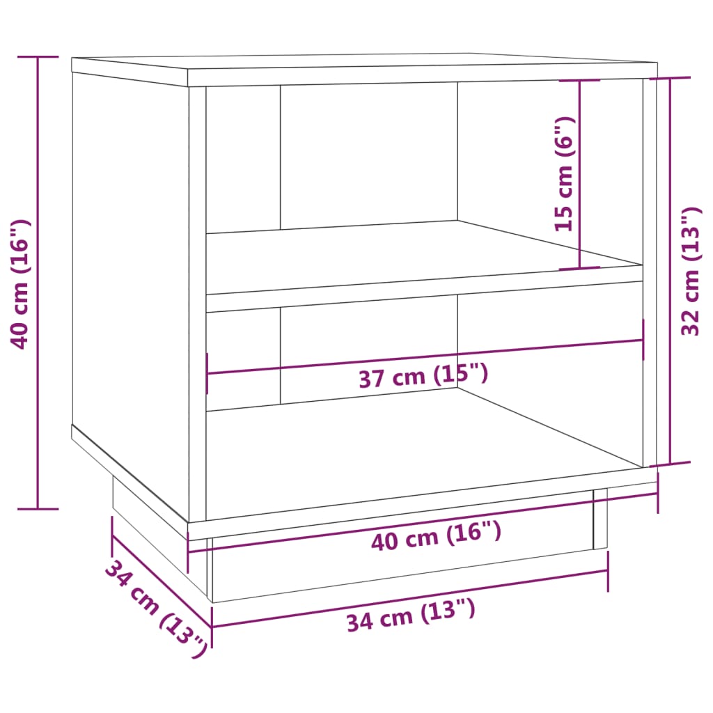 Table de chevet 40x34x40 cm en bois de pin massif