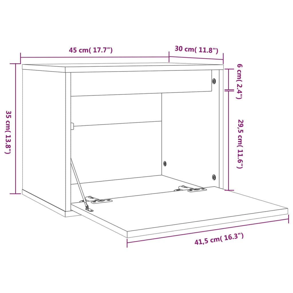 Wandkast 45x30x35 cm massief grenenhout