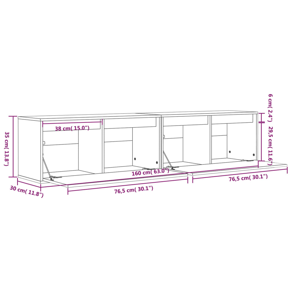 Wandkast 80x30x35 cm massief grenenhout