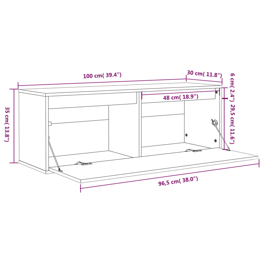 Éléments muraux 2 pcs 100x30x35 cm bois de pin massif