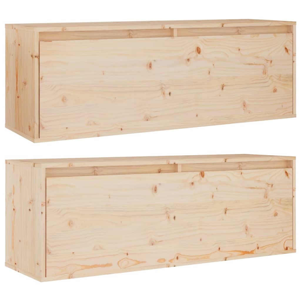 Éléments muraux 2 pcs 100x30x35 cm bois de pin massif