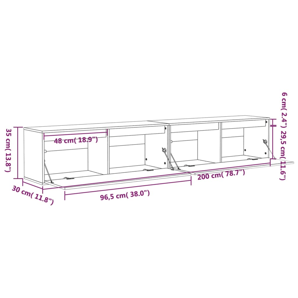 Éléments muraux 2 pcs 100x30x35 cm bois de pin massif