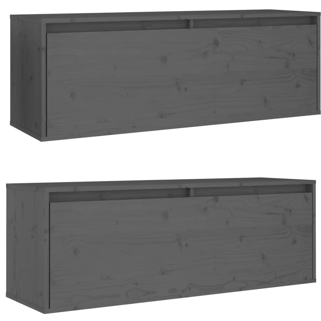 Éléments muraux 2 pcs 100x30x35 cm bois de pin massif