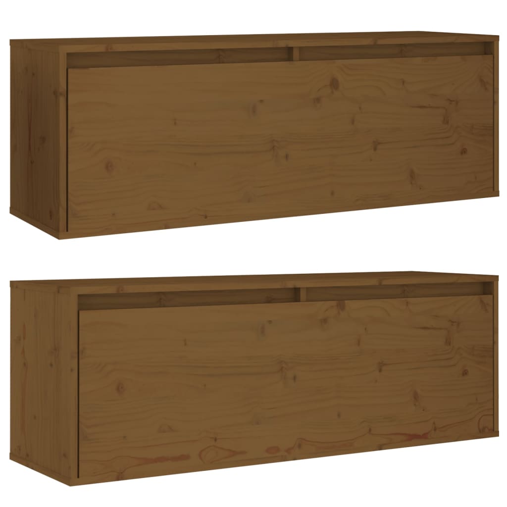 Éléments muraux 2 pcs 100x30x35 cm bois de pin massif