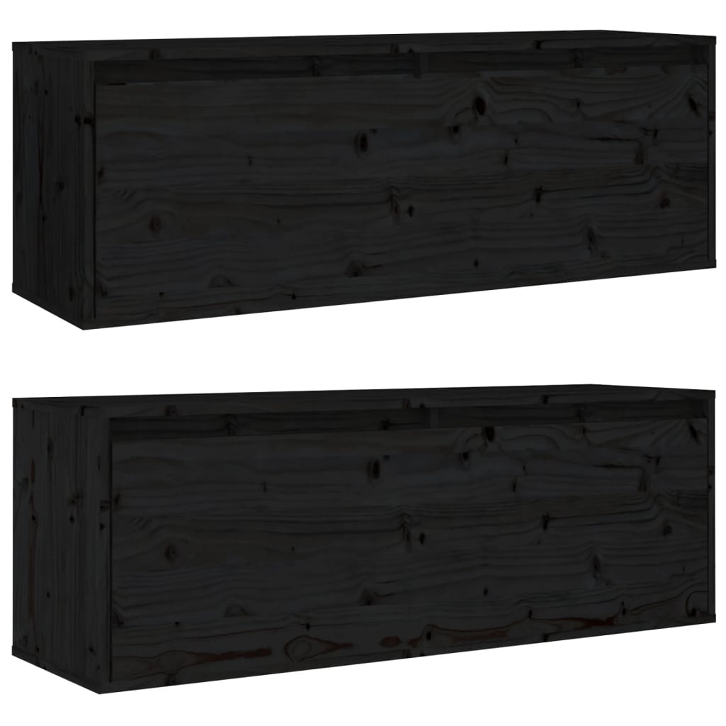 Éléments muraux 2 pcs 100x30x35 cm bois de pin massif