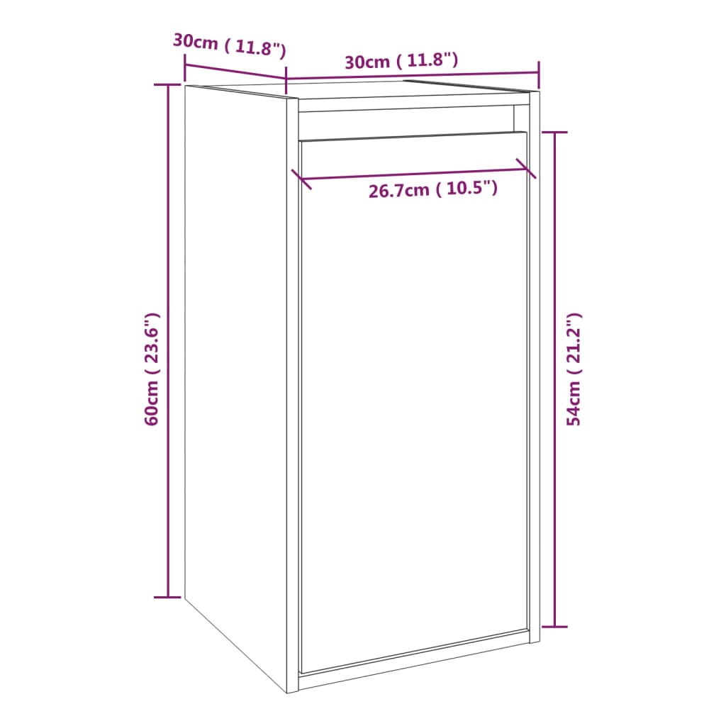 Wandkast 30x30x60 cm massief grenenhout