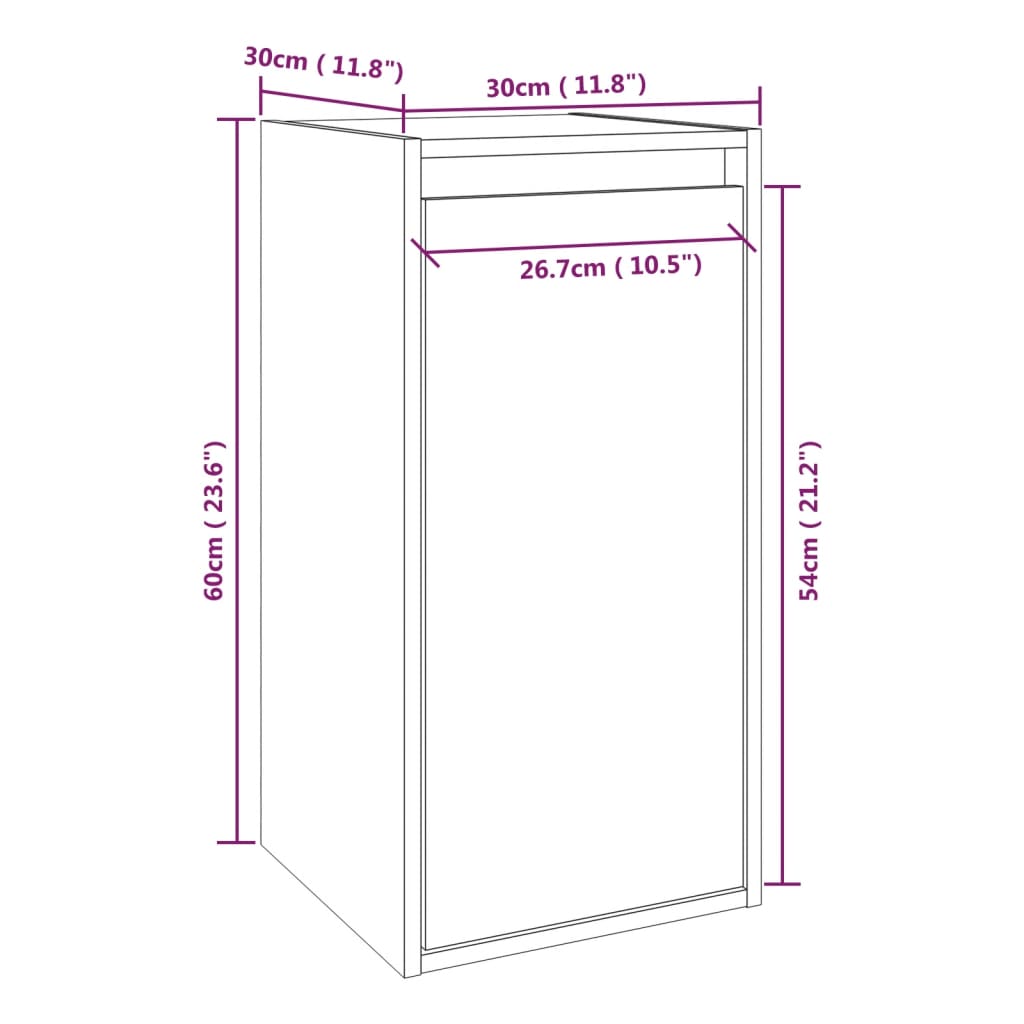 Wandkast 30x30x60 cm massief grenenhout