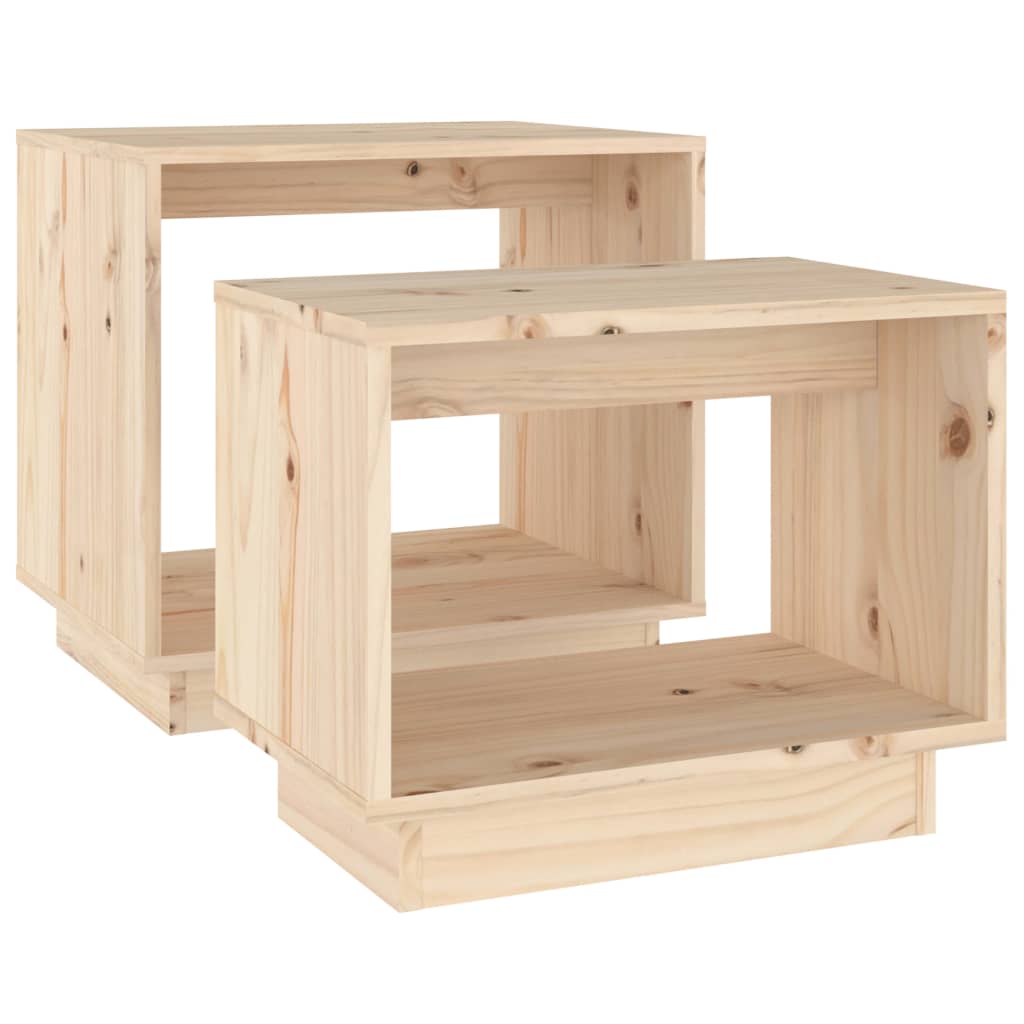 Ensemble de table basse 2 pièces en bois de pin massif