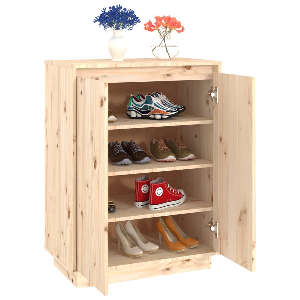 Meuble à chaussures 60x35x80 cm en bois de pin massif