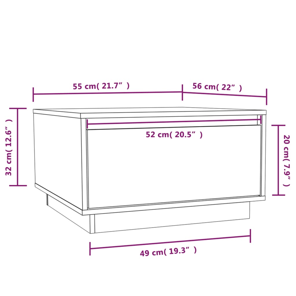 Salontafel 55x56x32 cm massief grenenhout